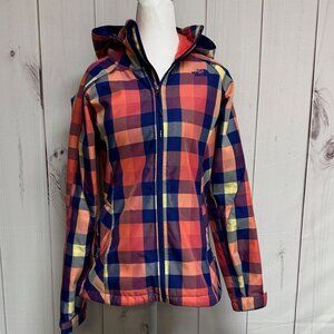 The North Face Morgan Soft‑Shell Jacket, Women’s Small, Orange Plaid, EUC